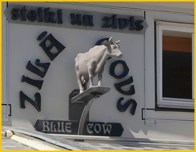 Blue Cow Restaurant Sign